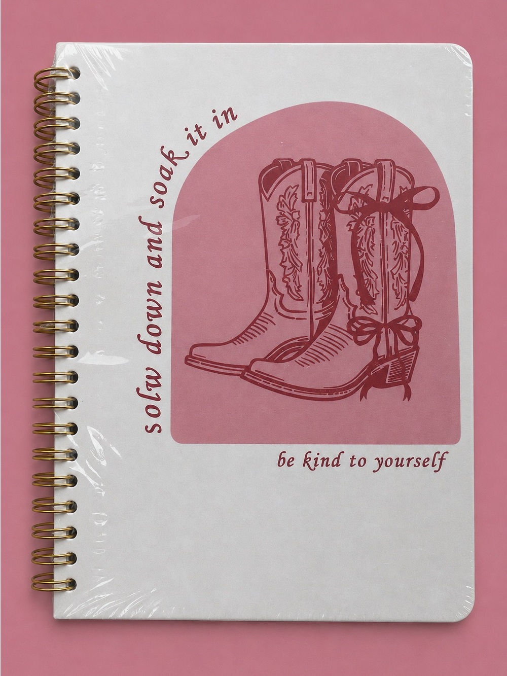 Western Country Pink Cowboy Boots Spiral Notebook, Journal, New, Sealed Pink 🩷
